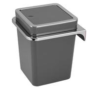 bremermann Seau à cosmétique carré SAVONA avec couvercle basculant, support mural à coller ou à percer inclus, pour WC visiteurs et salle de bains en plastique, capacité 6 litres (Gris)