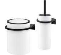 bremermann Set de salle de bain 2 pièces SAVONA Softtouch incl. support mural, seau à cosmétique et porte-brosse WC, rond - blanc