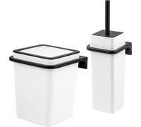 bremermann Set de salle de bain 2 pièces SAVONA Softtouch incl. support mural, seau à cosmétique et porte-brosse WC, carré - blanc