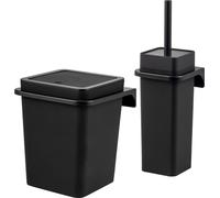 bremermann Set de salle de bain 2 pièces SAVONA Softtouch incl. support mural, seau à cosmétique et porte-brosse WC, carré - noir