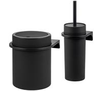 bremermann Set de salle de bain 2 pièces SAVONA Softtouch incl. support mural, seau à cosmétique et porte-brosse WC, rond - noir