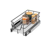 bremermann Tiroir télescopique 30 cm avec étagère, tiroir de cuisine, avec rails télescopiques, idéal pour la cuisine, la salle de bain & la chambre à coucher, en métal (Gris)