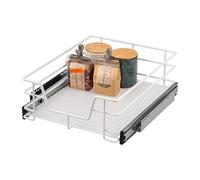 bremermann Tiroir télescopique 45 cm avec étagère, tiroir de cuisine, avec rails télescopiques, idéal pour la cuisine, la salle de bain & la chambre à coucher, en métal (Blanc)