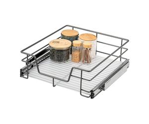 bremermann Tiroir télescopique 50 cm avec étagère, tiroir de cuisine, avec rails télescopiques, idéal pour la cuisine, la salle de bain & la chambre à coucher, en métal (Gris)