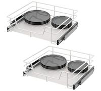 Bremermann Tiroirs télescopiques à 2 pièces, 60 cm, avec étagère, cuisine, cuisine, cuisine, salle de bain, chambre à coucher, en métal blanc
