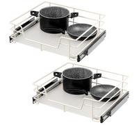 bremermann Tiroirs télescopiques, lot de 2 - 60 cm avec étagère, tiroir de cuisine à équiper, en métal (blanc crème)