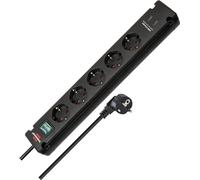 Bremounta H05VV-F3G1.5 Bloc de Prises avec 2 Prises de Charge USB C 5 Voies Noir 3 m