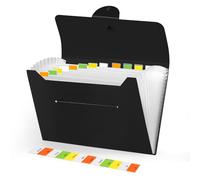 Brencco Trieur A4 avec 12 Compartiments et Étiquettes, Noir | Pochette Accordéon A4 Extensible en PP Résistant à l'Eau, pour Classer les Documents à l'École, au Bureau et à la Maison