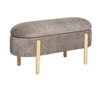Altobuy Banc-coffre BRENDA en tissu bouclettes marron pieds bois naturel