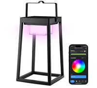 Brendz Yuma Smart Lampe de table extérieure solaire - Lanterne LED RGB avec 16 million de couleurs, alimentée par le soleil, rechargeable via USB-C, étanche IP44, Lampe de table solaire