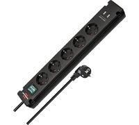 Brennenstuhl - Multiprise Bremounta 1150660315 avec ports USB pour montage fixe Noir