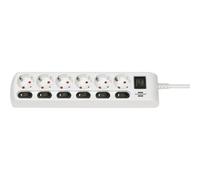 Brennenstuhl 1153110126 bloc multiprise 6 prises 2 m H05VV-F 3G1,5 blanc + switches