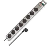 BRENNENSTUHL 1153340118 - Base múltiple Super-Solid-Line Color Plata Con la Salida Del Cable en lado opuesto al interruptor (8 Tomas)