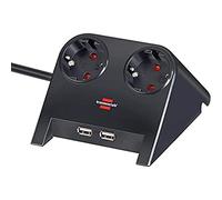 BRENNENSTUHL 1153500222 - Base múltiple de sobremesa Con 2 Tomas y 2 puertos USB (Color Negro)