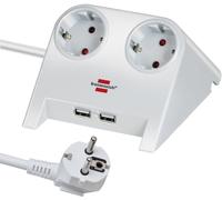 Brennenstuhl Multiprise 1153520222 – 2 prises + 2 USB, interrupteur, 1,8 m, blanc (intérieure)