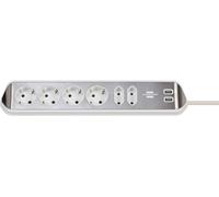 brennenstuhl® 1153590620 Prise d'angle ®estilo - 6x, 2m, blanc, 4x Schuko, 2x Euro,2x USB, sans interrupteur