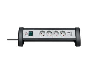 BRENNENSTUHL 1156250534 - Base múltiple Premium-Office-Line Para sobremesa (4 Tomas y 2 puertos USB)