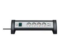 BRENNENSTUHL 1156250534 - Base múltiple Premium-Office-Line Para sobremesa (4 Tomas y 2 puertos USB)