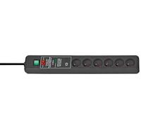 Brennenstuhl 1159541376 Secure-Tec Bloc de 6 Prises avec parasurtenseur 15000 A signal sonore Noir