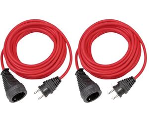 Brennenstuhl 1167460 Cordon prolongateur de qualité en Plastique, Rouge, 10 m (Lot de 2)