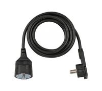 Brennenstuhl 1168980030 Câble d'Alimentation Noir 3m, Connecteur Mâle (Coudé 90°) vers Femelle (Droit), IP20, Matériau Plastique