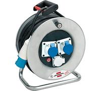 Brennenstuhl 1193256 Enrouleur de câble 50 m série Garant SK en Acier galvanisé antirouille, Prise CEE 3 pôles 230 V/16 A et 2 Prises CEE 3 pôles 230 V/16 A, diamètre 32 cm