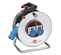 Brennenstuhl 1195786 Enrouleur de câble 33 m série Garant SK en acier galvanisé antirouille Fiche et 2 prises CEE 2 3 pôles 230 V/16 A, contact rotatif Technologie Bretec, IP 44