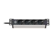 Brennenstuhl 1390007004 multiprise 2 m 4 sortie(s) CA Intérieure Noir, Argent