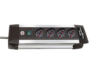Brennenstuhl 1391005014 Multiprise, série Premium Alu Line, 4 Prises Italiennes (10/16A), Bords en Aluminium, Interrupteur Lumineux