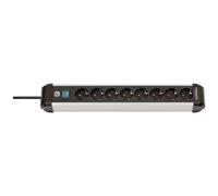 Brennenstuhl Multiprise Premium Alu-Line 8 – 8 prises, câble 3 m – Intérieure, Noir/Argent