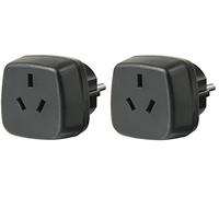 Brennenstuhl 1508510 Lot de 2 adaptateurs de voyage Australie, Chine - Contact de protection noir, 1508510