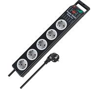 Brennenstuhl A1945301101153380115 1153380115-Base múltiple Super-Solid-Line Negra Con la Salida Del Cable en lado opuesto al interruptor (5 Tomas), Multicolor, 2,5 m