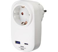 Brennenstuhl Adaptateur de Prise avec USB C Power Delivery et USB A (multiprise avec USB pour Charge Rapide, 1 Port USB C Power Delivery 20 W, 1 Port USB A 18 W)