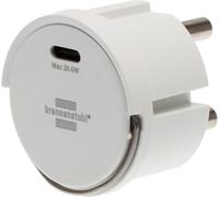 Brennenstuhl Adaptateur de Prise USB C PD 20 W | Chargeur USB à brancher dans un nid de prise, compatible avec les prises IP44 et les enrouleur de câble de Brennenstuhl