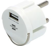 Brennenstuhl Adaptateur pour Port USB/Chargeur Port USB A (pour Prise de Courant Standard français et Allemand, entrée 0,25A 230V, Sortie 5V 2,4A, Puissance Max 12W, Anneau Rabattable)