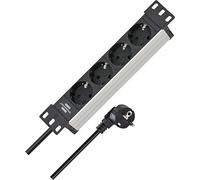 Brennenstuhl Alu-Line Bloc multiprise, à 4 Prises, pour armoires électriques, 10 ", avec câble de 2 m, Prises à Contact de Protection disposées à 45 °