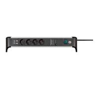 Brennenstuhl Alu-Office-Line Multiprise 4 Prises avec USB et parasurtenseur (multiprise avec Interrupteur, câble de 1,8 m, 2 Ports USB 3,10 A, fabriquée en Allemagne)