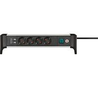 Brennenstuhl Alu-Office-Line Multiprise 4 Prises/multiprise avec USB (multiprise pour Le Bureau, câble de 1,8 m, avec Interrupteur, fabriquée en Allemagne)