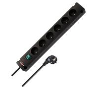 Brennenstuhl Bloc multiprise Bremounta 6 Prises Interrupteur - 3m H05VV-F | Prises orientées à 90 degrés avec large écartement 2P+T 16A 230V, voyant, œillets de fixation, utlisation en intérieur, noir