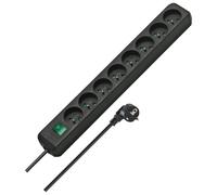 Brennenstuhl Multiprise Eco-Line 8 prises – 45° orientées, interrupteur à voyant, 3 m, noire