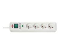 Brennenstuhl Multiprise Eco-Line – Parasurtenseur 13500A, Interrupteur, Prises 45°, 1,4 m Blanche