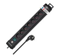 Brennenstuhl Multiprise Premium Plus 8 Prises avec Interrupteur (Bloc multiprises orientées à 45 degrés, Guide-câbles, Oeillets Porte-vis, 3m H05VV-F 3G1,5, fabriquée en France) Noire