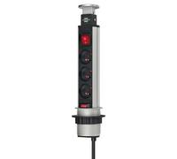 Brennenstuhl Multiprise encastrable Tower Power – 3 prises, interrupteur, câble 2m, Ø perçage 60mm