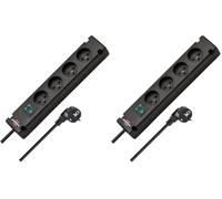 Brennenstuhl BREMOUNTA - Multiprise Electrique 4 Prises (Cable 1,5 m, avec Interrupteur, Interieur), Noir, 4 Prises (Lot de 2)