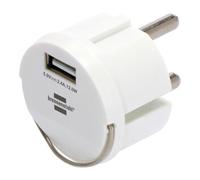 Brennenstuhl Adaptateur USB-A 12W pour prises françaises et allemandes 5V 2,4A Anneau rabattable