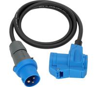 Brennenstuhl Câble réducteur CEE de Camping avec fiche CEE et coupleur coudé avec Prise combinée de Contact de sécurité Incluse (câble de 1,5 m en Noir, 230 V/16 A, pour Une Utilisation en extérieur