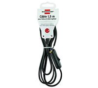 Brennenstuhl Cordon d'alimentation, Embouts, Interrupteur, 1,5m H03VVH2-F | Fiche Euro-type C 2P 6A, extrémité aux fils dénudés, interrupteur 2P 2,5A, usage intérieur, puissance sous 230V : 500W, noir