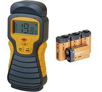 Brennenstuhl Détecteur d’humidité pour divers matériaux, humidimètre avec affichage digital LCD & signal sonore, anthracite & jaune, Quantité : 1 & Amazon Basics Lot de 4 piles alcalines 9 V