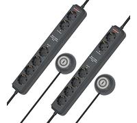 Brennenstuhl Eco-Line Comfort Switch Plus Lot de 2 multiprises à 6 prises (2 prises permanentes, 4 commutables, interrupteur à pied éclairé) Anthracite