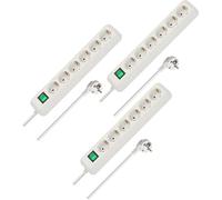 Brennenstuhl Eco-Line Lot de 2 multiprises 6 Prises avec Protection de Contact Accrue, Interrupteur et câble de 3 m Blanc